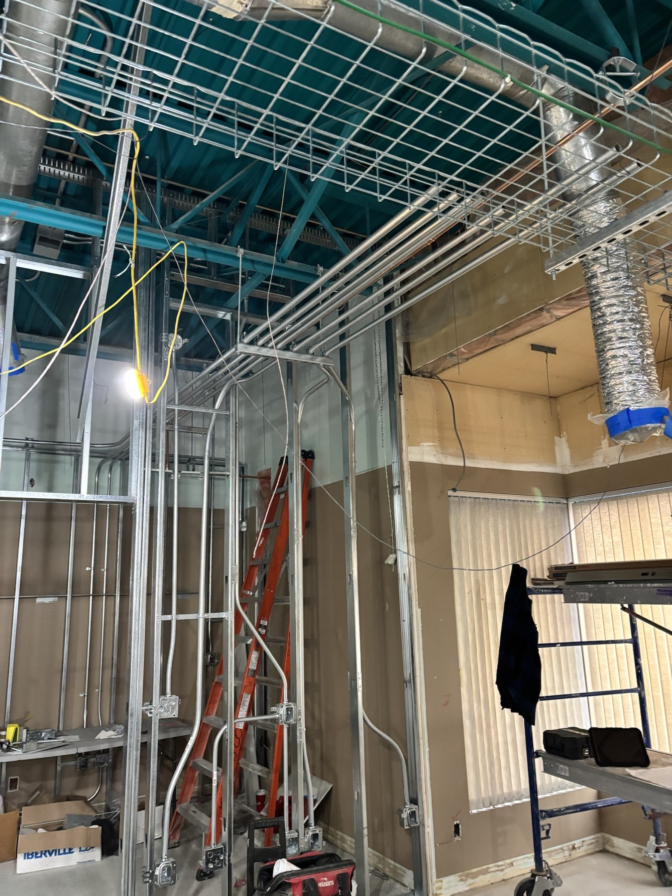 AMHC · Abbotsford Mental Health Center · Wall and ceiling framing during construction