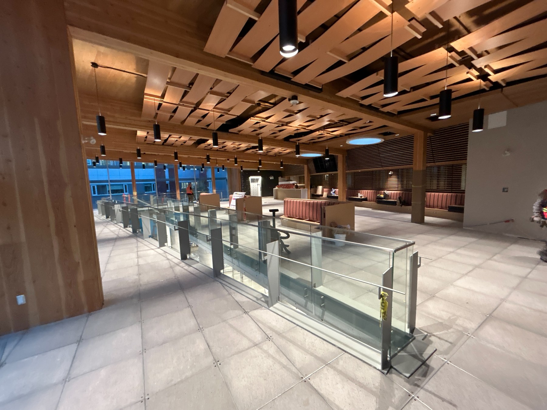 University of the Fraser Valley Dining Hall · Dining area and ceiling finishes